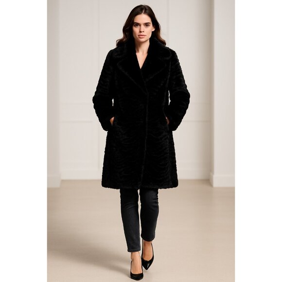 Kate Spade New York Faux Fur Coat Women’s M Elegant Textured Plush Winter Jacket - Picture 16 of 16